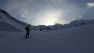 On skis at 7.26am